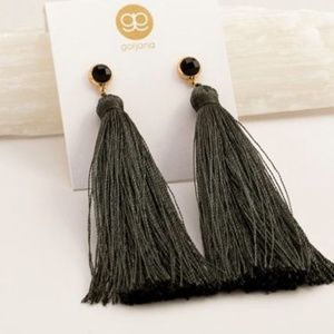 gorjana // slate gray + onyx tulum tassel earrings
